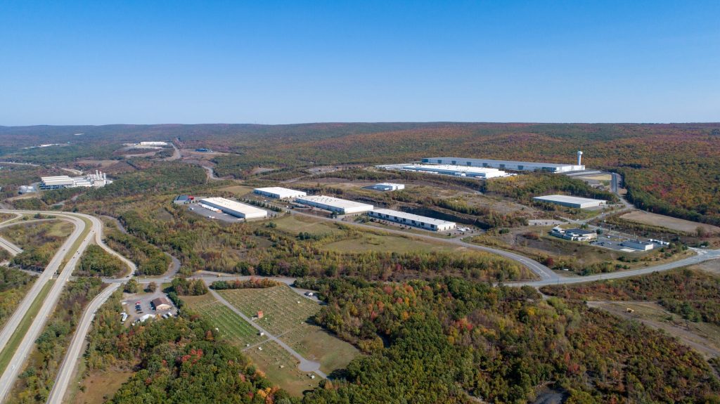 Aerial view of Valley View Business Park in Lackawanna County, PA in the fall