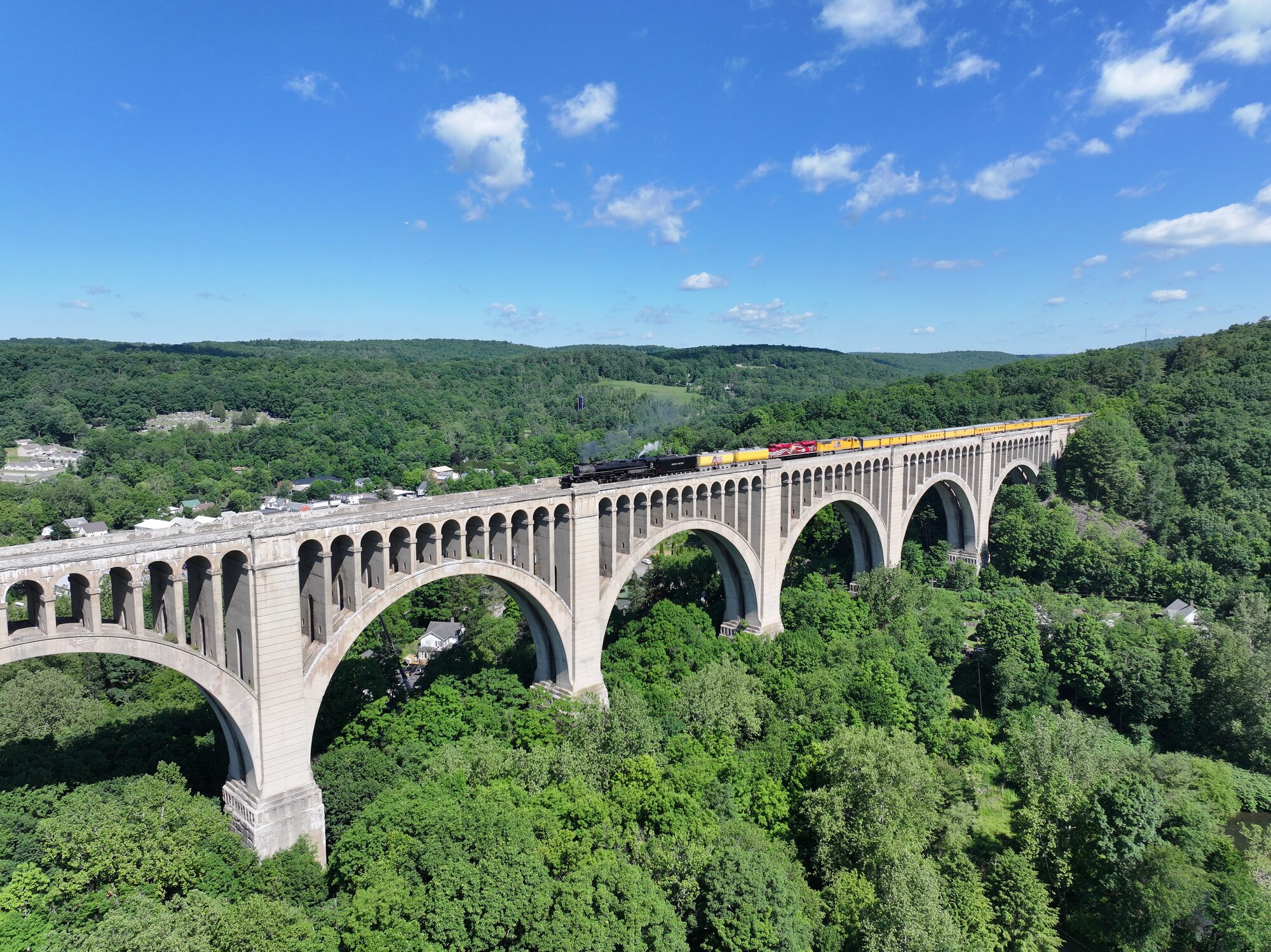 Big Boy 4014 Crosses the Tunkhannock Viaduct: The View from Above