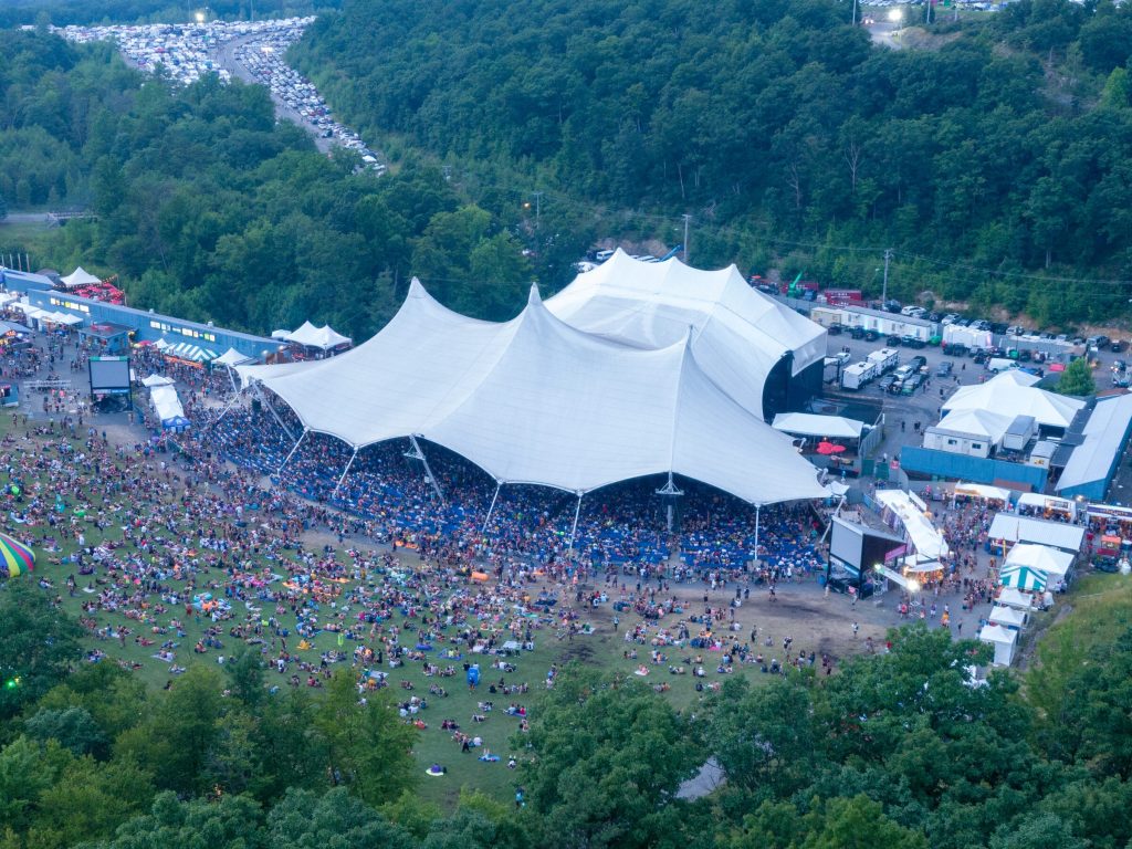 Aerial view of a concert crowd at the Toyota Pavilion at Montage Mountain, Scranton, PA