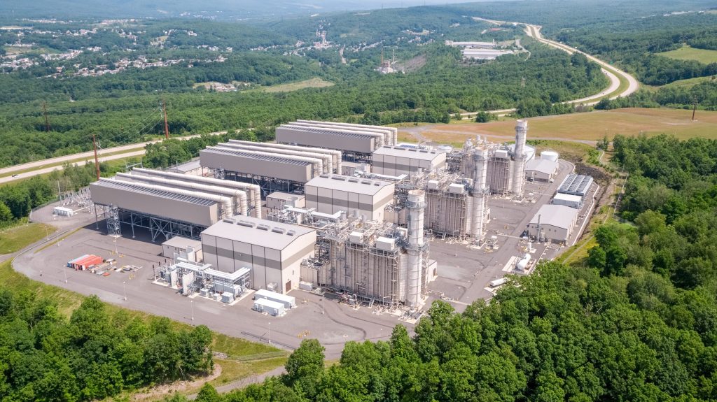 Aerial view of the Lackawanna Energy Center natural gas power plant, Jessup, PA