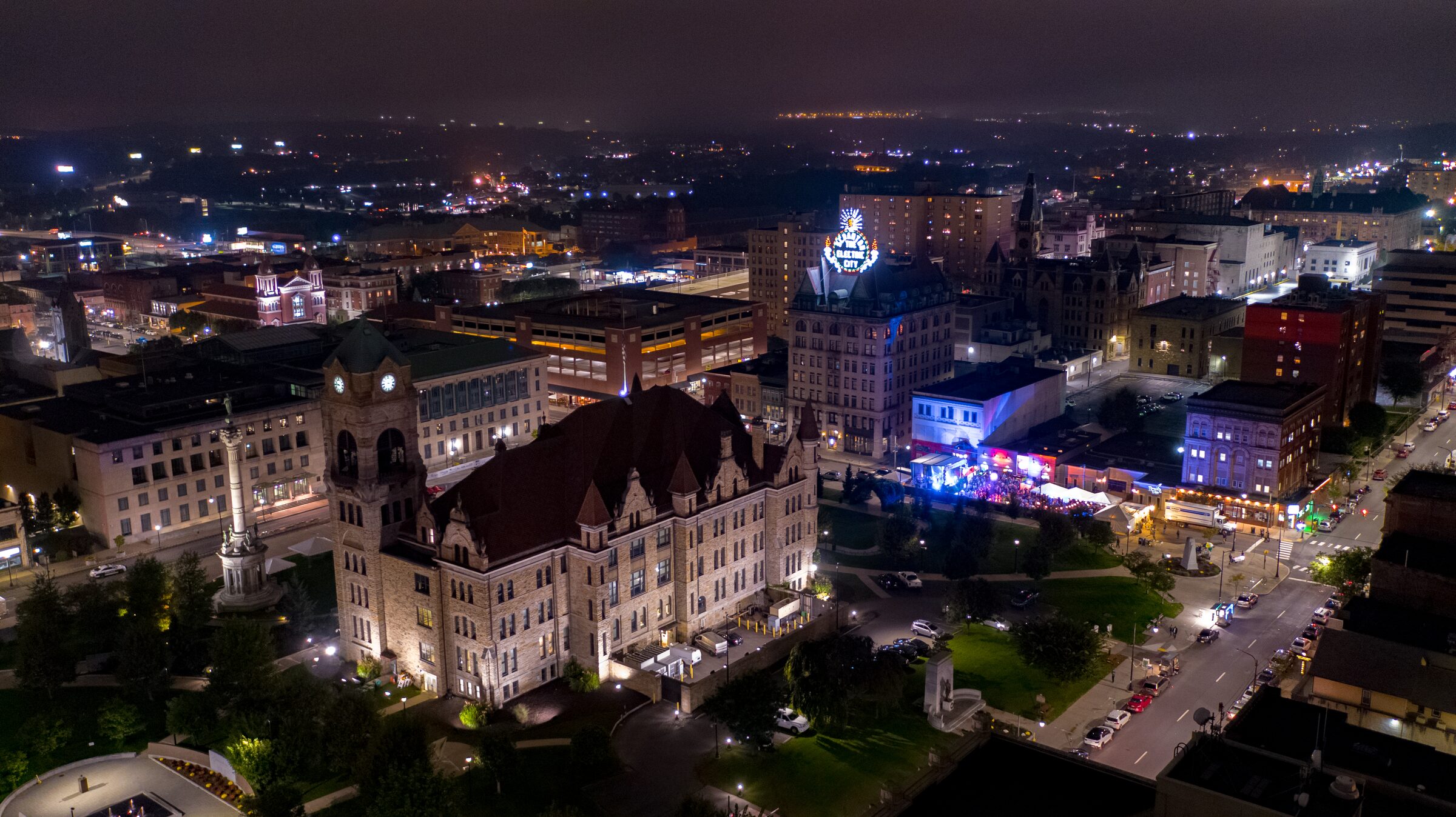 Scranton After Dark: The Electric City from Above